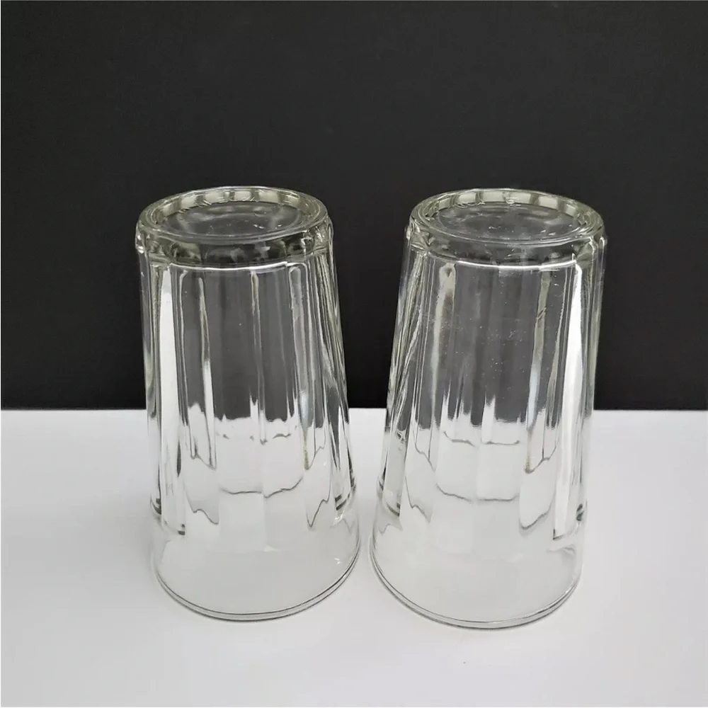 Set off 6/ Totally Today Straight Paneled Round Clear 10 oz Drinking Glasses